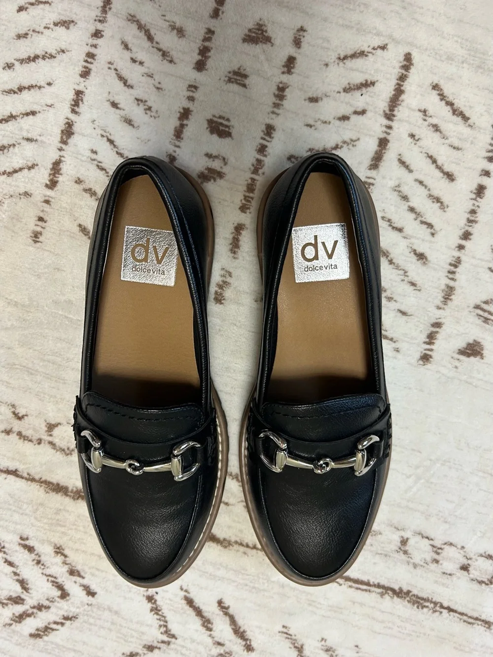 Dolce Vita Celeste Black Lug Sole Loafers Horsebit Shoes 6.5